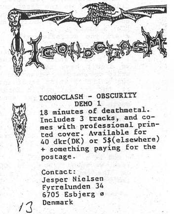 Iconoclasm - Obscurity: Death Metal Demo Release