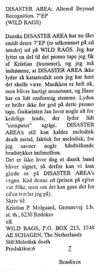 Melodic Death Metal Release from Disaster Area: Altered Beyond Recognition