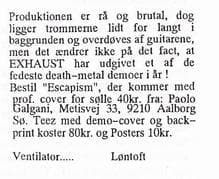 Raw and Brutal Death-Metal Demo: EXHAUST's 'Escapism'