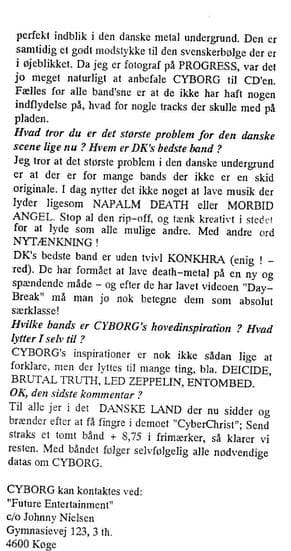 Cyborg and the Danish Metal Underground: A Call for Originality and Innovation