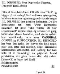 Four Depressive Seasons: A Sonic Assault by ILL DISPOSED