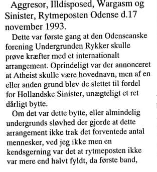 Undergrunden Rykker's International Metal Night in Odense, 1993