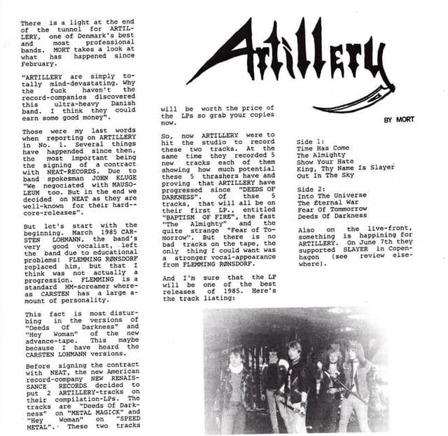 Rising from the Underground: ARTILLERY's Journey to a Record Deal