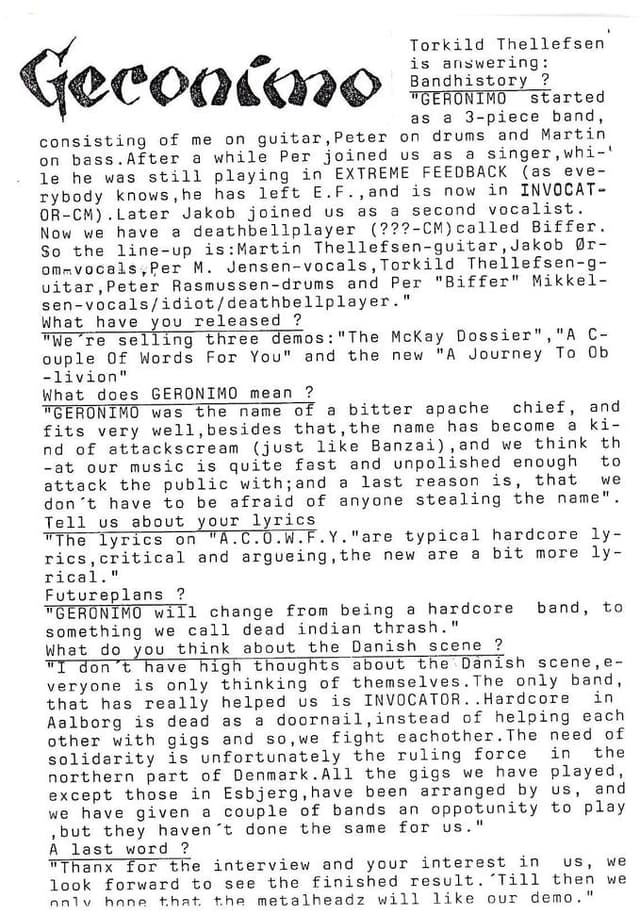 Evolution of the Band GERONIMO: From Beginnings to Breakthroughs