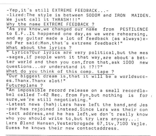 Extreme Feedback: Thrash Dreams and Political Messages