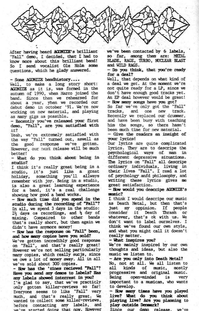 Discovering AGONIZE: An Interview with Vocalist Ole Holm