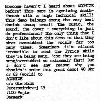 Discovering AGONIZE: A Danish Death-Thrash Gem