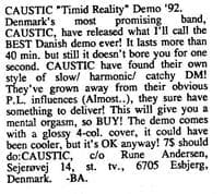 Timid Reality: The Unmissable Demo of Denmark’s Most Promising Band, CAUSTIC