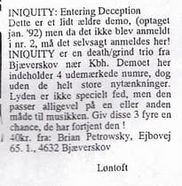 Demo Review: Iniquity's Early Death/Grind Sound