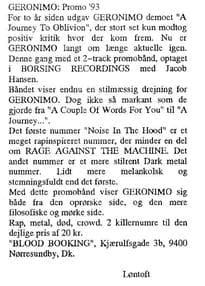 GERONIMO: A New Musical Evolution with Promo '93