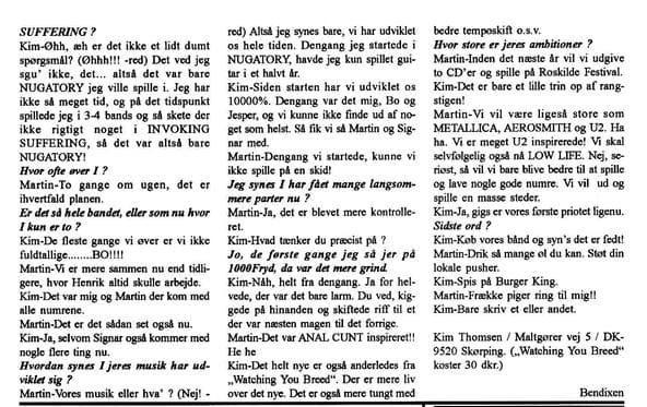 Band Dynamics and Musical Evolution in NUGATORY