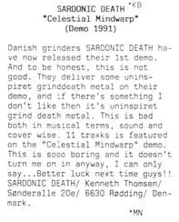 Uninspired Grind: A Review of Sardonic Death's "Celestial Mindwarp" Demo