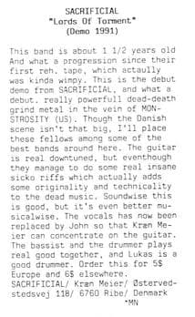 Sacrificial's Powerful Debut: Lords Of Torment (1991 Demo)