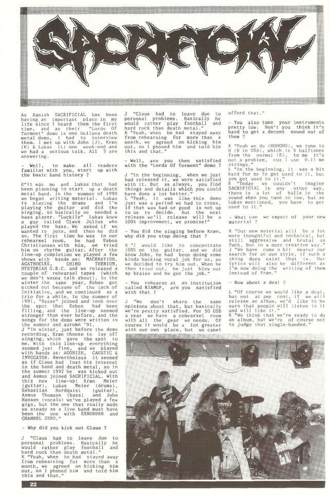 Unveiling the Origins of Danish Death Metal: An Interview with Sacrificial