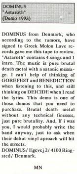 Brutal Beginnings: A Review of Dominus' "Astaroth" Demo (1993)