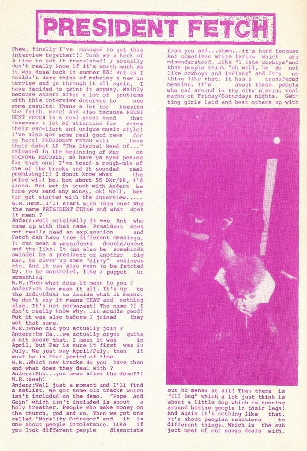 PRESIDENT FETCH: An Interview from '88 and Exciting New Album News